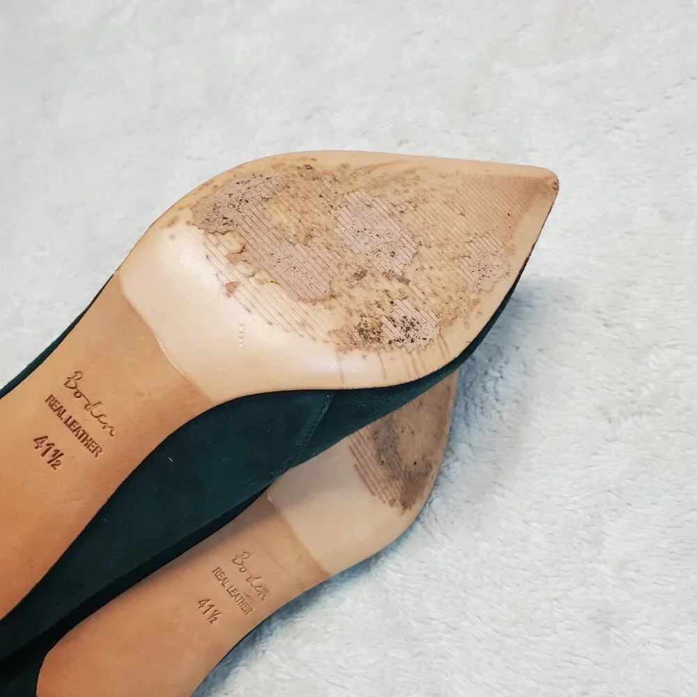 Women's Teal Suede Pointed-Toe D'Orsay Pumps - Picture 8 of 12